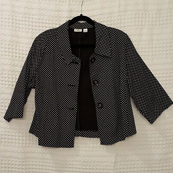 π¦ Cato Black White Polka 3/4 Sleeve Jacket sz L - Picture 2 of 5